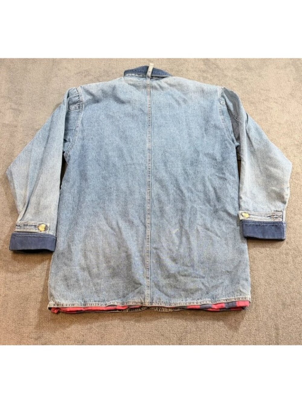 Denim Barn Utility Field Chore Coat Flannel Lined Chore Barn Jacket VTG 80s Lg - Picture 9 of 9